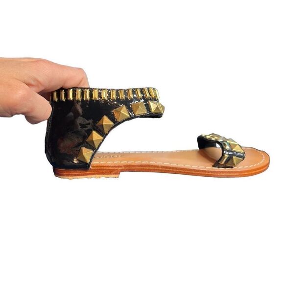 New Mystique black patent studded Sandals - Picture 4 of 12